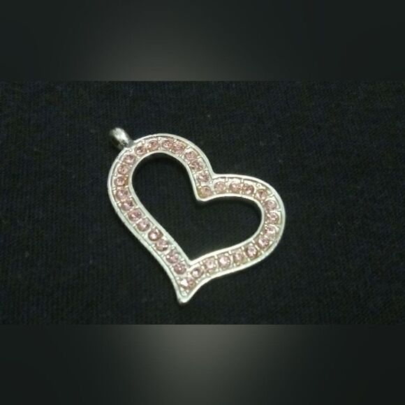 Pink Crystal Heart Charm - Picture 1 of 2